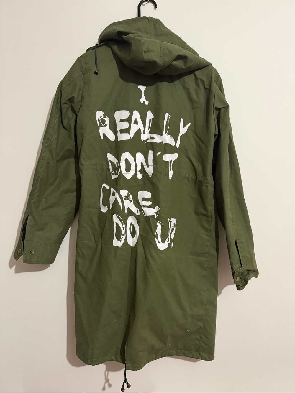 Olive Green Military-Style Parka Jacket - Picture 3 of 4